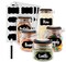 Set of 5 Assorted Food Storage Containers with Bail & Trigger Clasp Lid | Airtight Glass Kitchen Canisters with Premium Black Labels and a White Marker | Pantry Organization